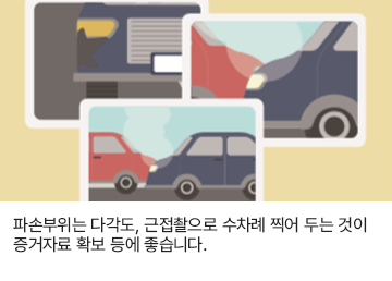 파손부위나 다킹, 긁힘을 수치해 저어 두는 것이 중거자료 확보 등에 좋습니다.