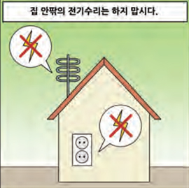 집 안팎의 전기수리는 하지 맙시다.